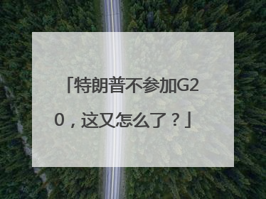 特朗普不参加G20,这又怎么了?