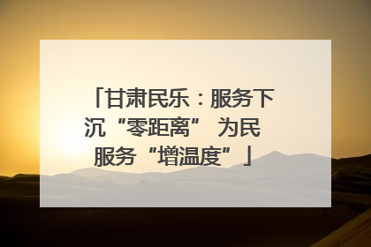 甘肃民乐：服务下沉“零距离” 为民服务“增温度”
