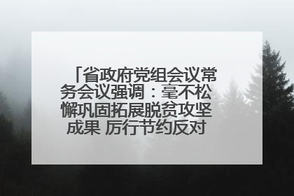 省政府党组会议常务会议强调：毫不松懈巩固拓展脱贫攻坚成果 厉行节约反对浪费弘扬优良作风