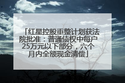 红星控股重整计划获法院批准：普通债权中每户25万元以下部分，六个月内全额现金清偿