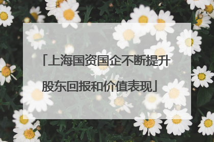上海国资国企不断提升股东回报和价值表现