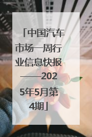 中国汽车市场一周行业信息快报——2025年5月第4期