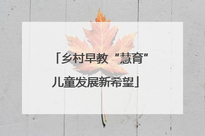 乡村早教“慧育”儿童发展新希望