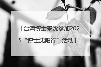 台湾博士来沈参加2025“博士沈阳行”活动