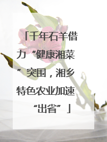 千年石羊借力“健康湘菜”突围，湘乡特色农业加速“出省”