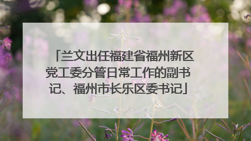 兰文出任福建省福州新区党工委分管日常工作的副书记、福州市长乐区委书记