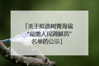 关于拟选树青海省“最美人民调解员” 名单的公示