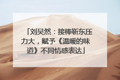 刘昊然：接棒靳东压力大，赋予《温暖的味道》不同情感表达