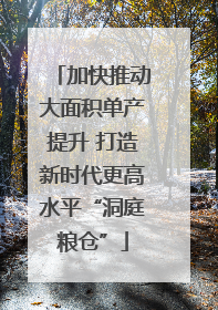 加快推动大面积单产提升 打造新时代更高水平“洞庭粮仓”