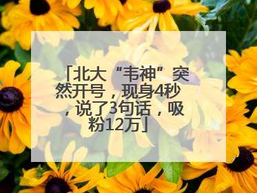 北大“韦神”突然开号，现身4秒，说了3句话，吸粉12万