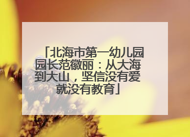 北海市第一幼儿园园长范徽丽：从大海到大山，坚信没有爱就没有教育