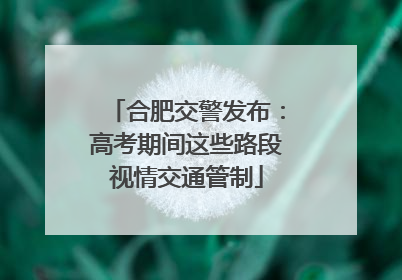 合肥交警发布：高考期间这些路段视情交通管制