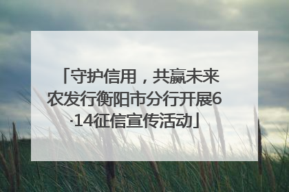守护信用，共赢未来 农发行衡阳市分行开展6·14征信宣传活动