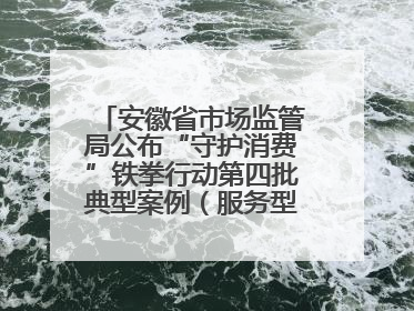 安徽省市场监管局公布“守护消费”铁拳行动第四批典型案例（服务型执法专刊）