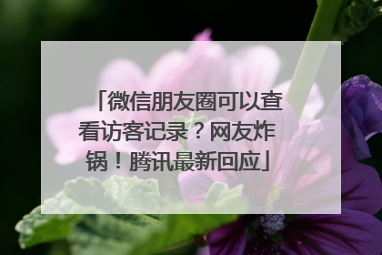 微信朋友圈可以查看访客记录？网友炸锅！腾讯最新回应
