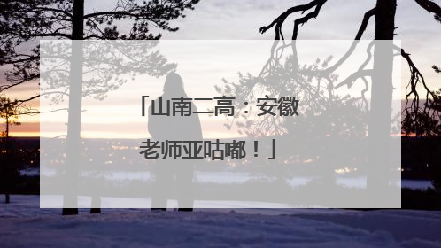 山南二高：安徽老师亚咕嘟！