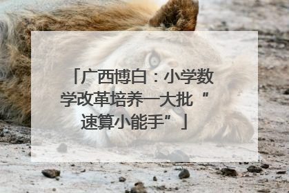 广西博白：小学数学改革培养一大批“速算小能手”