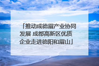 推动成德眉产业协同发展 成都高新区优质企业走进德阳和眉山