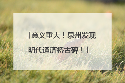 意义重大！泉州发现明代通济桥古碑！