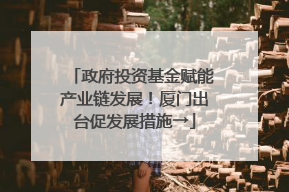 政府投资基金赋能产业链发展！厦门出台促发展措施→