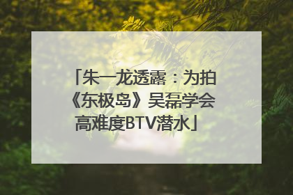 朱一龙透露：为拍《东极岛》吴磊学会高难度BTV潜水