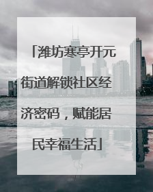 潍坊寒亭开元街道解锁社区经济密码，赋能居民幸福生活