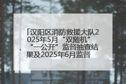 汉阳区消防救援大队2025年5月“双随机”、“一公开”监督抽查结果及2025年6月监督抽查任务公示