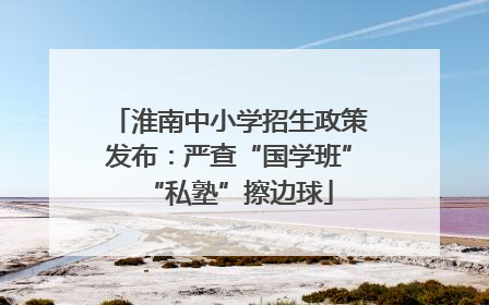 淮南中小学招生政策发布：严查“国学班”“私塾”擦边球