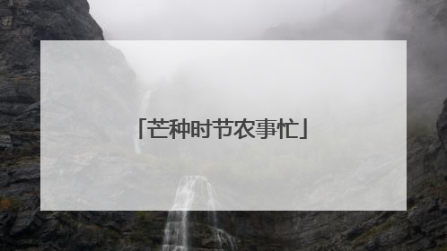 芒种时节农事忙