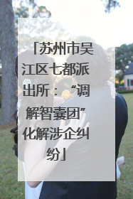 苏州市吴江区七都派出所：“调解智囊团”化解涉企纠纷