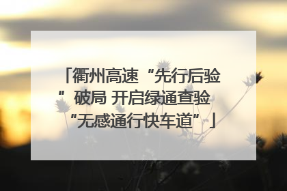 衢州高速“先行后验”破局 开启绿通查验“无感通行快车道”