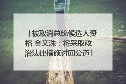 被取消总统候选人资格 金文洙：将采取政治法律措施讨回公道