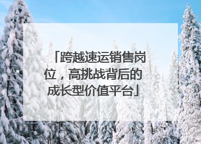 跨越速运销售岗位，高挑战背后的成长型价值平台