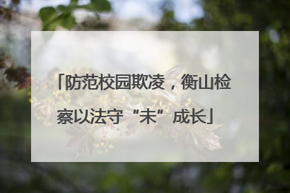 防范校园欺凌，衡山检察以法守“未”成长