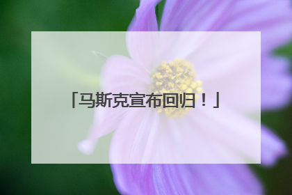 马斯克宣布回归！
