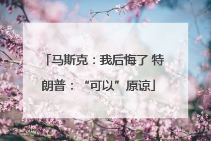 马斯克：我后悔了 特朗普：“可以”原谅