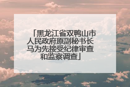 黑龙江省双鸭山市人民政府原副秘书长马为先接受纪律审查和监察调查