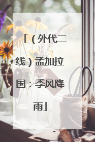 （外代二线）孟加拉国：季风降雨