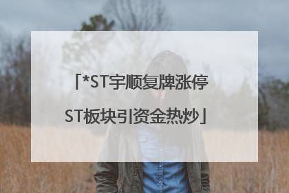 *ST宇顺复牌涨停 ST板块引资金热炒